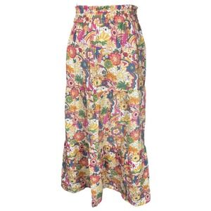 Marine Layer Corinne Groovy Print Tiered Maxi Skirt Small Retro